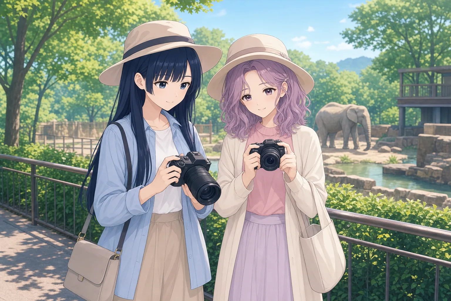 青木澪、桃井すみれが動物園で写真散歩を楽しむ様子